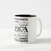 Traits/Astrologie van de galgdierentuin Tweekleurige Koffiemok (Voorkant rechts)