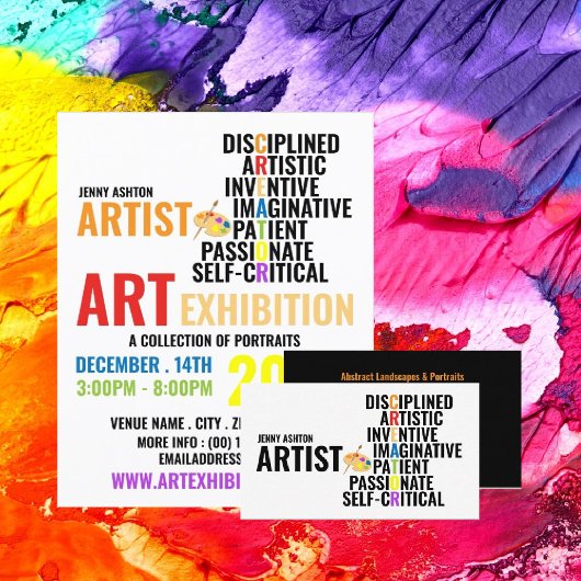 Traits van een artiest, artistieke tentoonstelling flyer