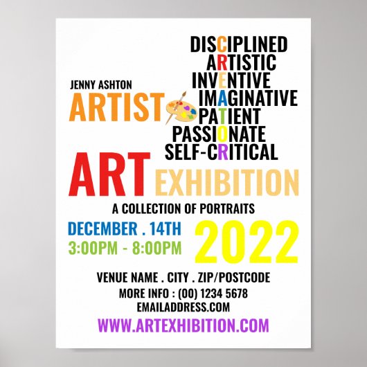 Traits van een artiest, artistieke tentoonstelling poster (Voorkant)