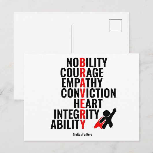 Traits van een Hero Briefkaart (Voorkant / Achterkant)