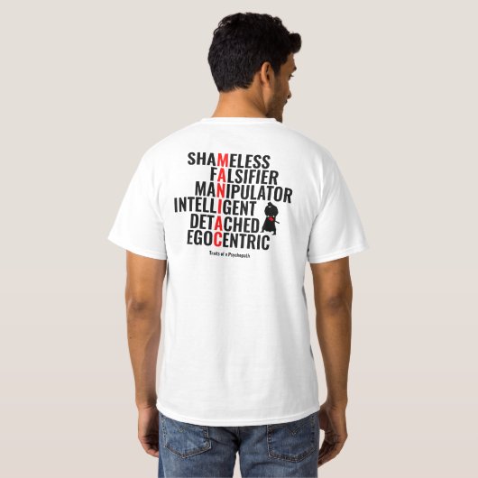 Traits van een Psychopath T-shirt (Achterkant volledig)