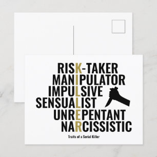 Traits van een seriemoordenaar briefkaart