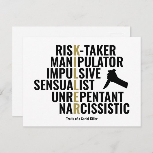 Traits van een seriemoordenaar briefkaart (Voorkant / Achterkant)