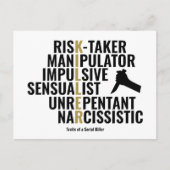 Traits van een seriemoordenaar briefkaart (Voorkant)