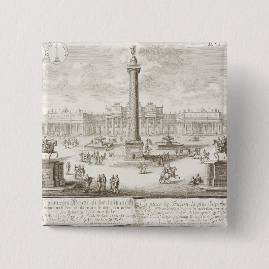 Trajan's Square Rome uit 'Entwurf einer History' Vierkante Button 5,1 Cm (Voorkant)