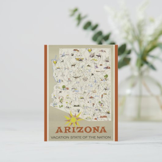 traject van de door de staat Arizona uitgevoerde Briefkaart (Staand voorkant)