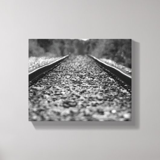 Traject van de zwarte & Witte Plattelandsspoorweg  Canvas Afdruk (Voorkant)
