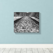 Traject van de zwarte & Witte Plattelandsspoorweg  Canvas Afdruk (Insitu (Houten vloer))