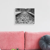 Traject van de zwarte & Witte Plattelandsspoorweg  Canvas Afdruk (Insitu (Woonkamer))