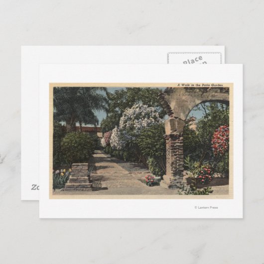 Trajecten van de Patio Mission Garden Briefkaart (Voorkant / Achterkant)