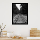 Trajecten van de zwarte en witte spoorweg poster (Keuken)