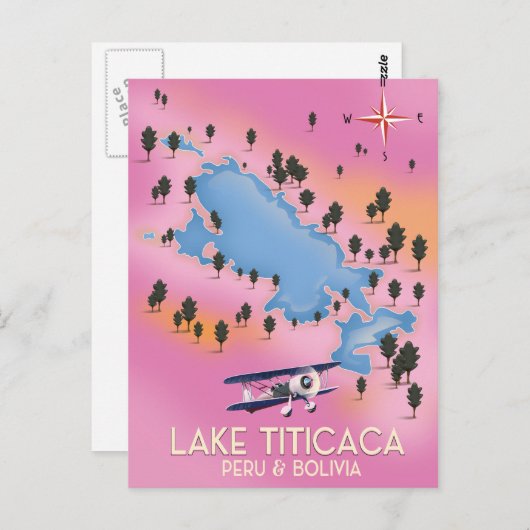 Trajectkunst van het meer van Titicaca, peru, Boli Briefkaart (Voorkant / Achterkant)