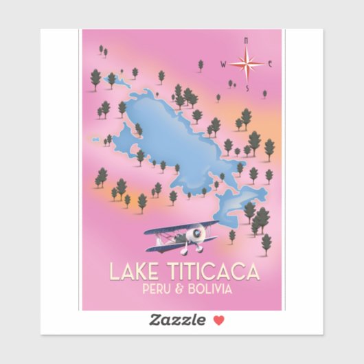 Trajectkunst van het meer van Titicaca, peru, Boli Sticker (Vel)