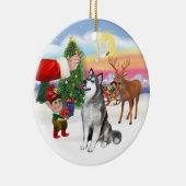 Traktatie voor een Alaskan Malamute Keramisch Ornament (Rechts)