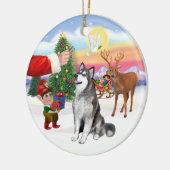 Traktatie voor een Alaskan Malamute Keramisch Ornament (Links)