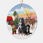 Traktatie voor een Berner Sennenhond & Puppy Keramisch Ornament (Links)