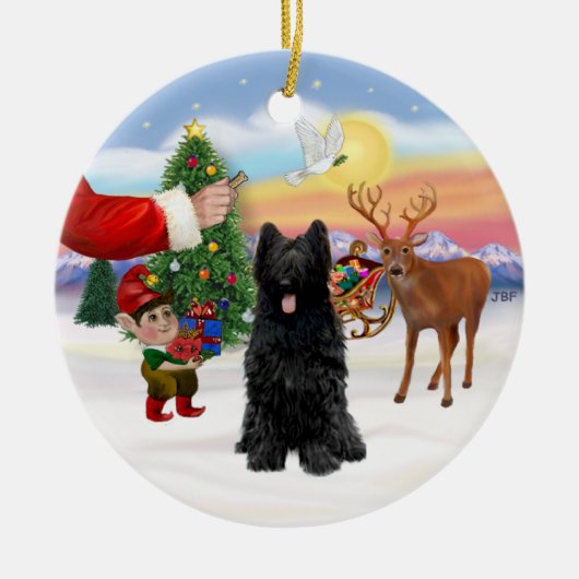 Traktatie voor een Black Briard Keramisch Ornament (Voorkant)