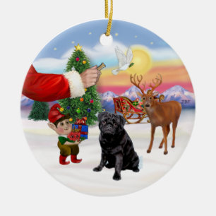Traktatie voor een Black Pug Keramisch Ornament