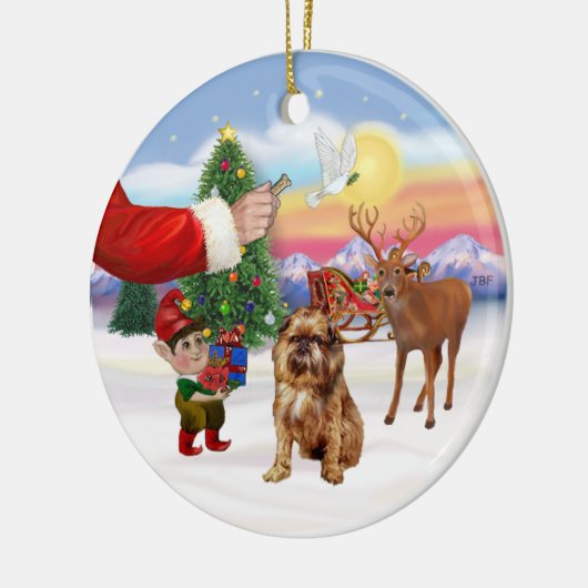 Traktatie voor een Brusselse Griffon Keramisch Ornament (Links)