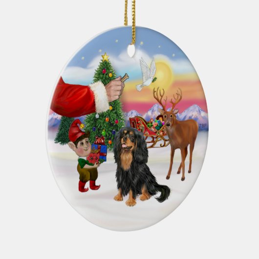 Traktatie voor een Cavalier (zwart / Tan) Keramisch Ornament (Rechts)