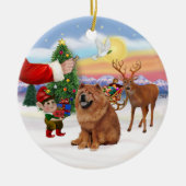 Traktatie voor een Chow Chow (rood) Keramisch Ornament (Voorkant)
