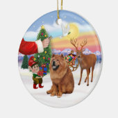 Traktatie voor een Chow Chow (rood) Keramisch Ornament (Links)