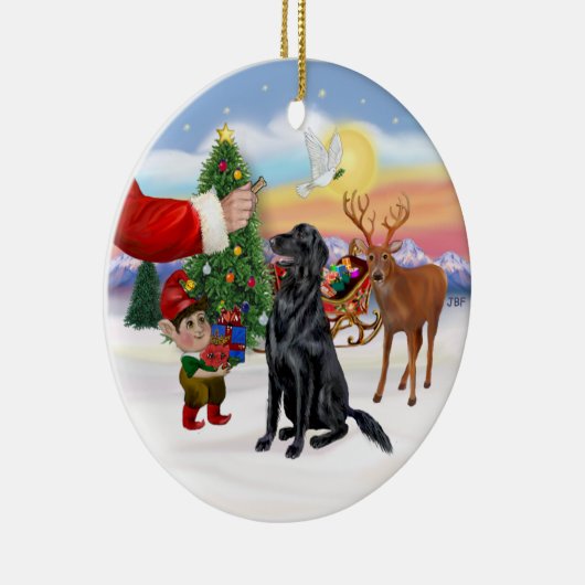 Traktatie voor een Flat Coated Retriever Keramisch Ornament (Rechts)
