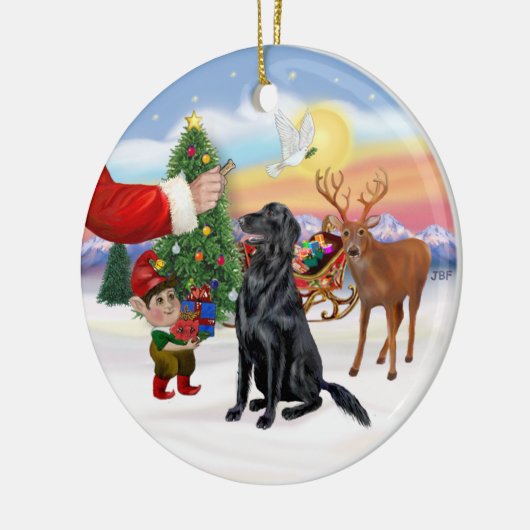 Traktatie voor een Flat Coated Retriever Keramisch Ornament (Links)