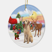 Traktatie voor een gele labrador keramisch ornament (Links)