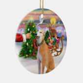 Traktatie voor een lichte rode windhond keramisch ornament (Rechts)