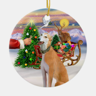 Traktatie voor een lichte rode windhond keramisch ornament