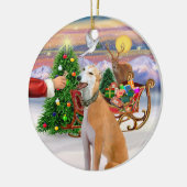 Traktatie voor een lichte rode windhond keramisch ornament (Links)