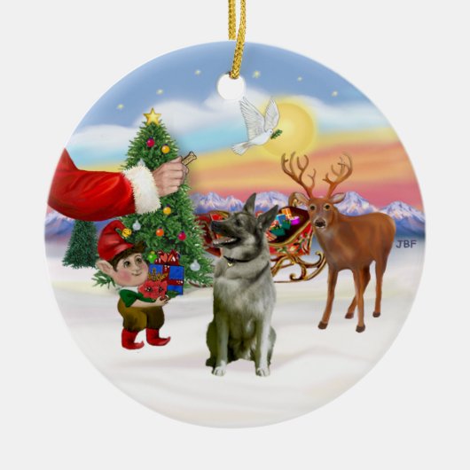 Traktatie voor een Noorse Elandhond Keramisch Ornament (Voorkant)