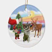 Traktatie voor een Noorse Elandhond Keramisch Ornament (Links)