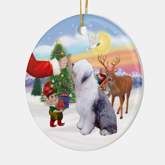 Traktatie voor een oude Engelse herder Keramisch Ornament (Links)