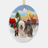 Traktatie voor een oude Engelse herdershond Keramisch Ornament (Rechts)