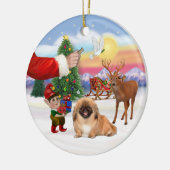 Traktatie voor een pekinees (#1) keramisch ornament (Links)