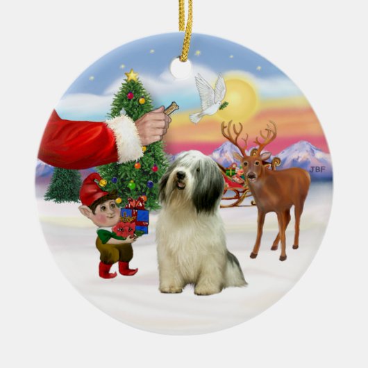 Traktatie voor een Poolse Lowland Sheepdog (#10) Keramisch Ornament (Voorkant)