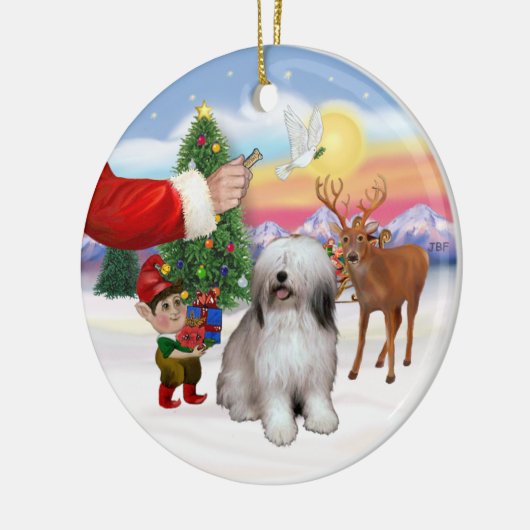 Traktatie voor een Poolse Lowland Sheepdog Keramisch Ornament (Links)