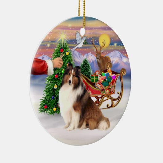 Traktatie voor een Shetland Sheepdog (#7) Keramisch Ornament (Rechts)