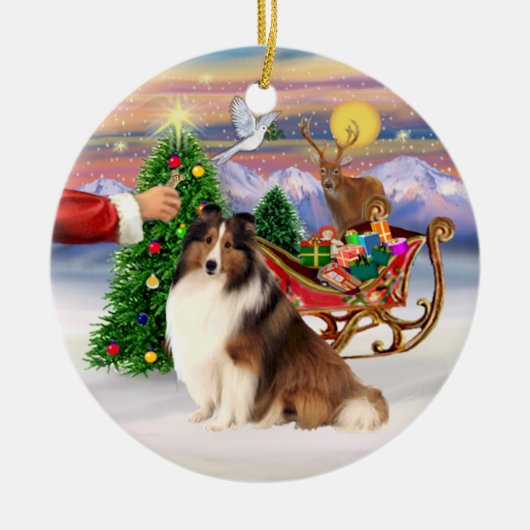 Traktatie voor een Shetland Sheepdog (#7) Keramisch Ornament (Voorkant)
