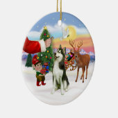 Traktatie voor een Siberische Husky (#3) Keramisch Ornament (Rechts)