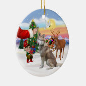 Traktatie voor een Siberische Husky (rood) Keramisch Ornament (Rechts)