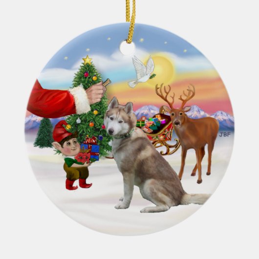 Traktatie voor een Siberische Husky (rood) Keramisch Ornament (Voorkant)