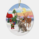 Traktatie voor een Siberische Husky (rood) Keramisch Ornament (Links)