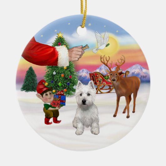 Traktatie voor een West Highland Terrier Keramisch Ornament (Voorkant)