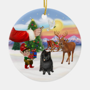 Traktatie voor een zwarte Pomeranian Keramisch Ornament