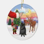 Traktatie voor een zwarte Pomeranian Keramisch Ornament (Links)