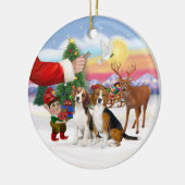 Traktatie voor twee Beagles Keramisch Ornament (Links)