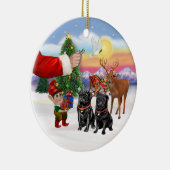 Traktatie voor twee Black Pugs Keramisch Ornament (Rechts)